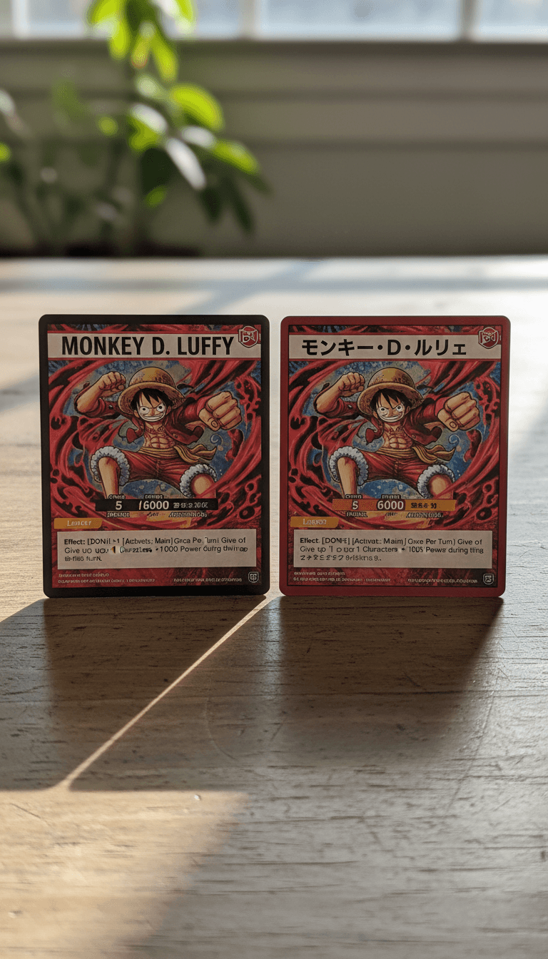 English and Japanese One Piece cards