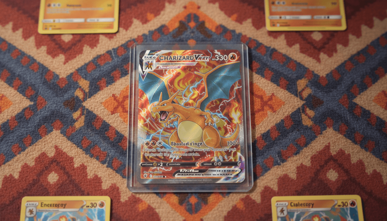 Pokémon Charizard VMAX card in protective sleeve