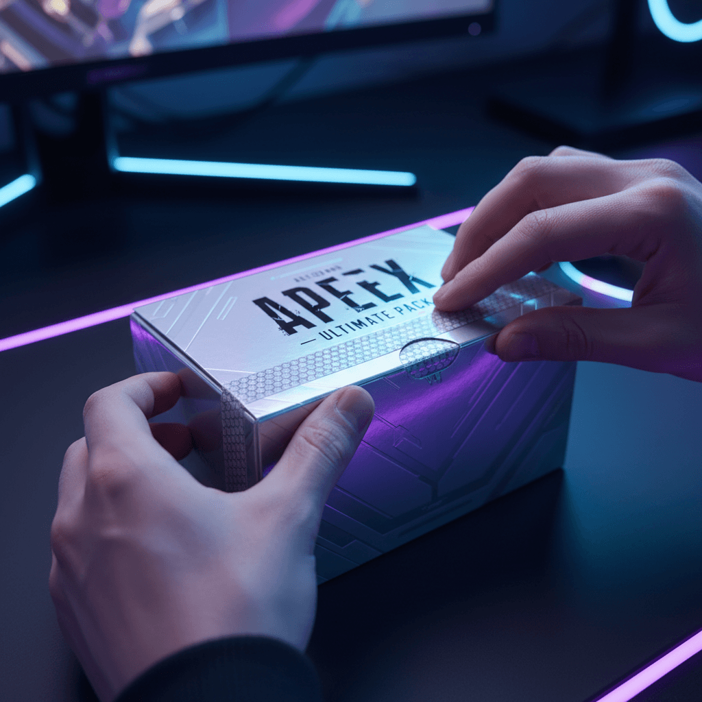Hands holding a fan of trading cards under neon green and purple light